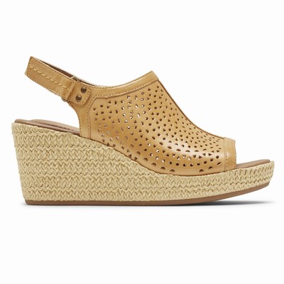 Cunhas Rockport Cobb Hill Erika Perforated Mulher Amarelas PT-58243